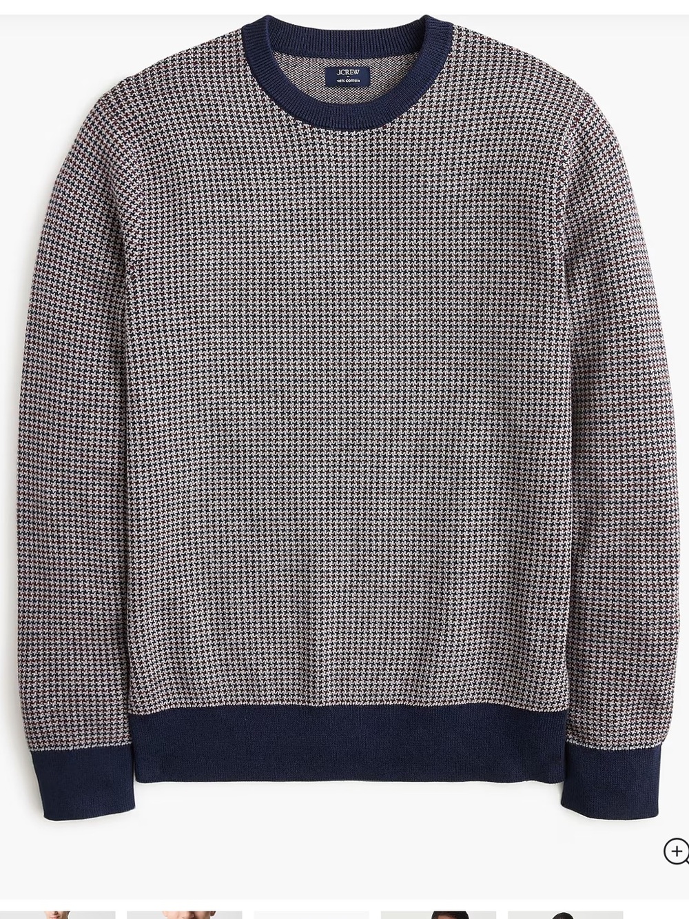 J. Crew Houndstooth lightweight crewneck 100% Cotton Sweater  XL NWT
